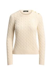 Lauren Ralph Lauren - LAUREN RALPH LAUREN Sweter 200P14039003 Kremowy Regular Fit. Kolor: kremowy. Materiał: bawełna #5