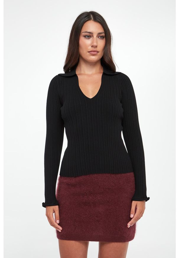 Marella - Sweter damski prążkowany Binomio MARELLA SPORT. Materiał: prążkowany. Styl: sportowy