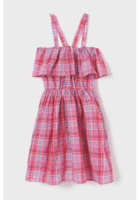 Mayoral sukienka dziecięca kolor fioletowy mini rozkloszowana. Kolor: fioletowy. Długość rękawa: na ramiączkach. Typ sukienki: rozkloszowane. Długość: mini #3