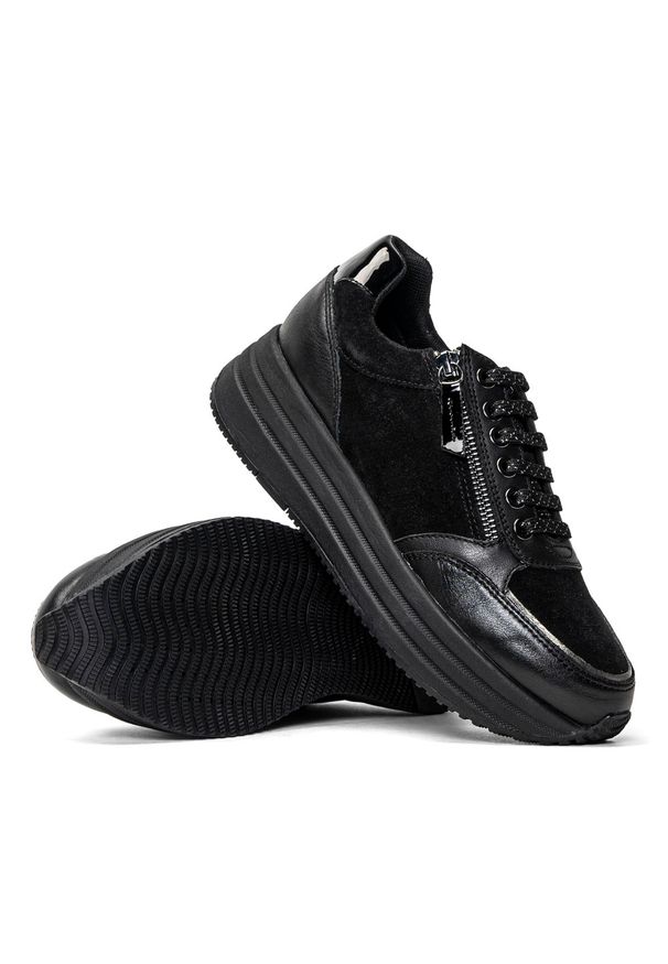 Geox - Sneakersy damskie czarne GEOX D Kency. Kolor: czarny. Materiał: materiał. Sport: bieganie