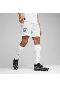 Puma - Męskie szorty Olympique Marsylia 24/25 PUMA White Bleu Azur Blue. Kolor: niebieski, wielokolorowy, biały. Sport: piłka nożna