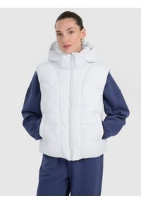 4f - 4F Bezrękawnik puchowy z wypełnieniem syntetycznym damski - szary XL. Okazja: na co dzień. Typ kołnierza: kołnierzyk stójkowy. Kolor: szary. Materiał: syntetyk, puch. Długość rękawa: bez rękawów. Styl: casual #1