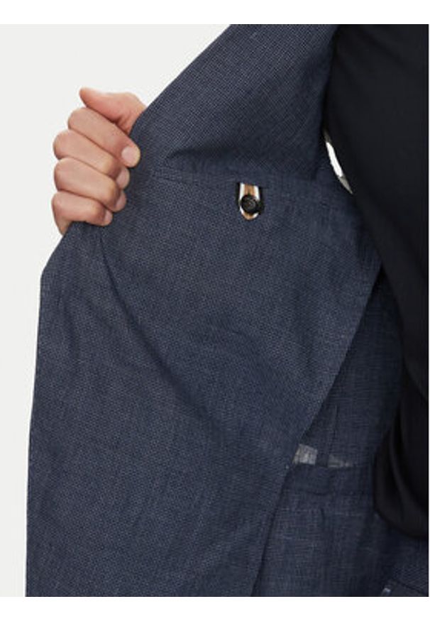 BOSS Garnitur C-Huge-Peak-252 50540764 Granatowy Slim Fit. Kolor: niebieski. Materiał: wiskoza, len