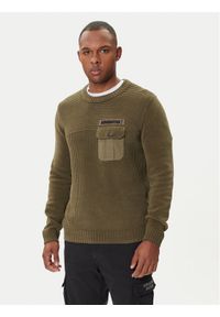 Aeronautica Militare Sweter 252MA1573UL00539 Zielony Regular Fit. Kolor: zielony. Materiał: bawełna #1