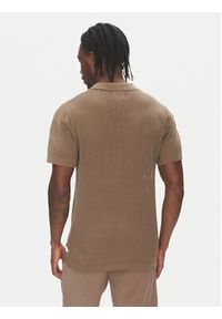Lindbergh Polo 30-804126 Beżowy Relaxed Fit. Typ kołnierza: polo. Kolor: beżowy. Materiał: bawełna