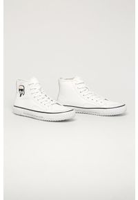 Karl Lagerfeld - Trampki skórzane. Nosek buta: okrągły. Zapięcie: sznurówki. Kolor: biały. Materiał: skóra