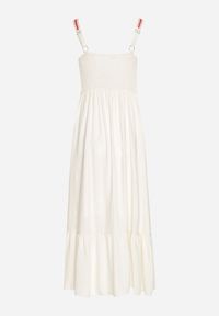 Born2be - Beżowa Sukienka Rozkloszowana na Ramiączkach z Wiskozy Ozdobiona Haftami Efradea. Okazja: na co dzień. Kolor: beżowy. Materiał: wiskoza. Długość rękawa: na ramiączkach. Wzór: haft, aplikacja. Styl: casual, klasyczny #2