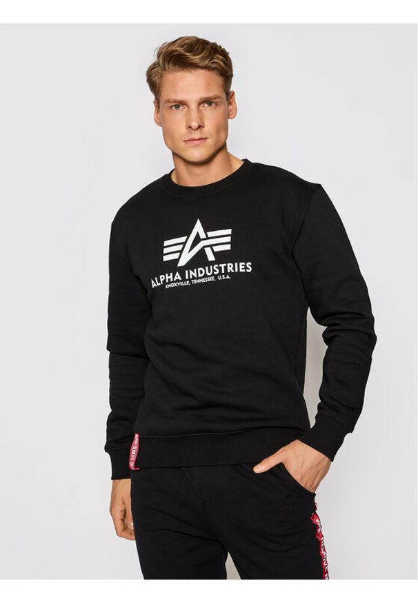 Alpha Industries Bluza Basic 178302 Czarny Regular Fit. Kolor: czarny. Materiał: bawełna