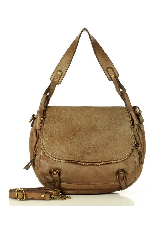 Marco Mazzini handmade - Marco Mazzini Torebka Damska Shopper Ciemny Beż Khaki. Kolor: beżowy, brązowy, wielokolorowy