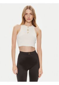 Elisabetta Franchi Top TK-06B-42E2-V220 Écru Slim Fit. Materiał: syntetyk