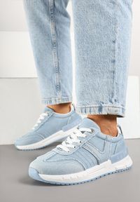 Renee - Jasnoniebieskie Sneakersy na Grubej Podeszwie Zdobione Przetarciami Ninilitia. Okazja: na co dzień, na spacer. Kolor: niebieski. Materiał: jeans. Wzór: aplikacja. Sport: turystyka piesza #6