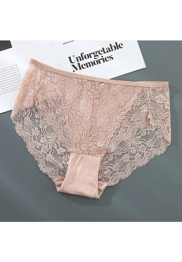 Intica - Majtki bezszwowe z koronką średni stan eleganckie codzienne Saimira. Kolor: różowy. Materiał: koronka. Wzór: koronka