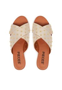 Pieces Klapki 17156837 Złoty. Kolor: złoty. Materiał: skóra #2