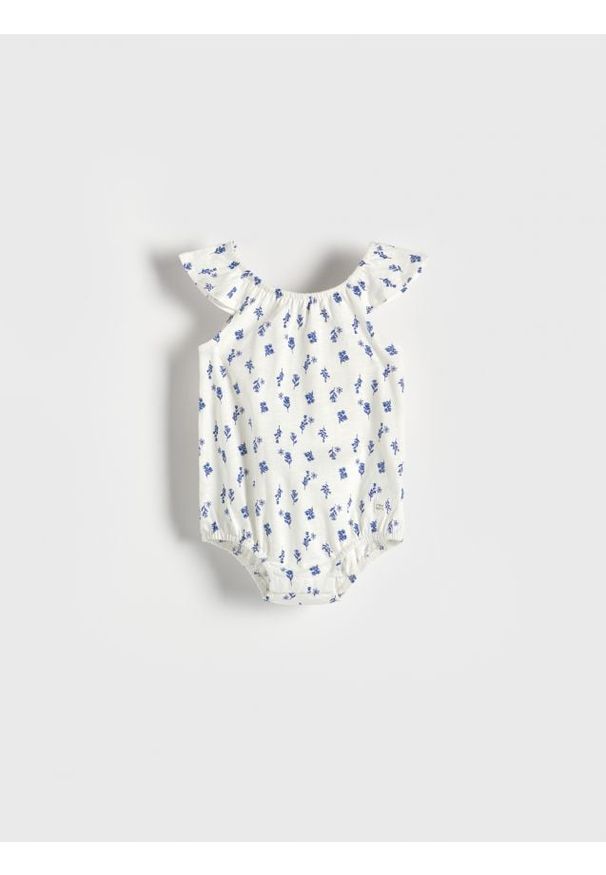 Reserved - Body w kwiecisty wzór - złamana biel. Materiał: bawełna, dzianina