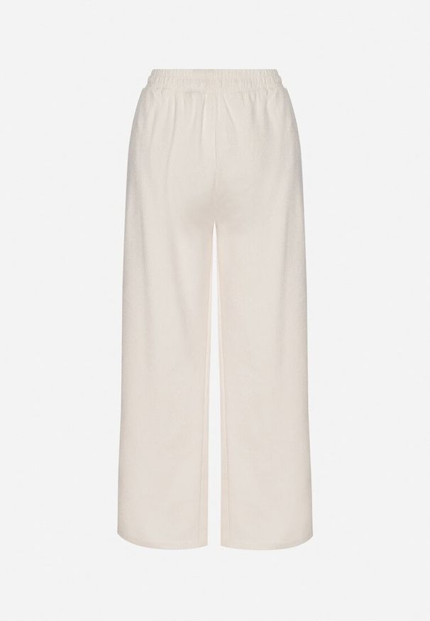 Born2be - Białe Szerokie Spodnie z Wysokim Stanem Wiązane Sznurkiem Cosetta. Okazja: na co dzień. Stan: podwyższony. Kolor: biały. Styl: casual, elegancki