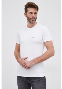 VERSACE - Versace t-shirt męski kolor biały gładki. Okazja: na co dzień. Kolor: biały. Materiał: dzianina. Wzór: gładki. Styl: casual #3