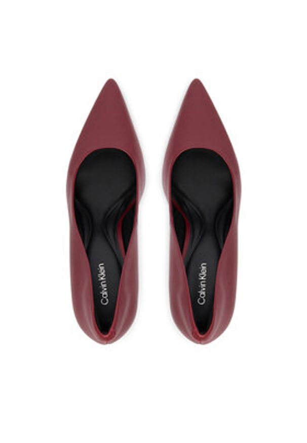 Calvin Klein Szpilki Ess Stiletto 90 HW0HW02608 Bordowy. Kolor: czerwony. Materiał: skóra. Obcas: na szpilce