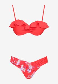 Renee - Czerwone Bikini z Falbankami Biustonosz z Usztywnieniem na Regulowanych Ramiączkach i Majtki Typu Figi Giamarie. Kolor: czerwony. Wzór: aplikacja, kwiaty #5