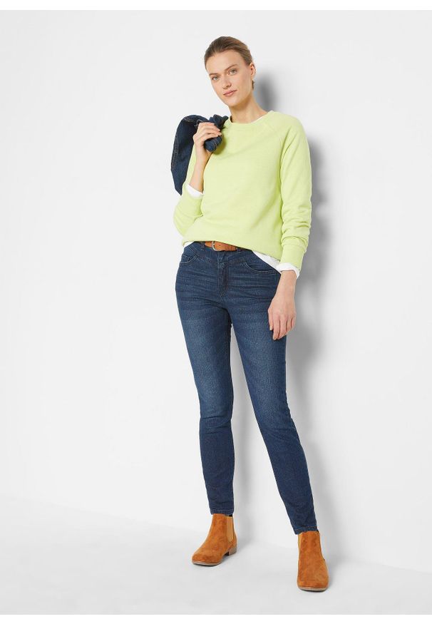 bonprix - Dżinsy ze stretchem, skinny, high waist, cropped. Stan: podwyższony. Kolor: niebieski