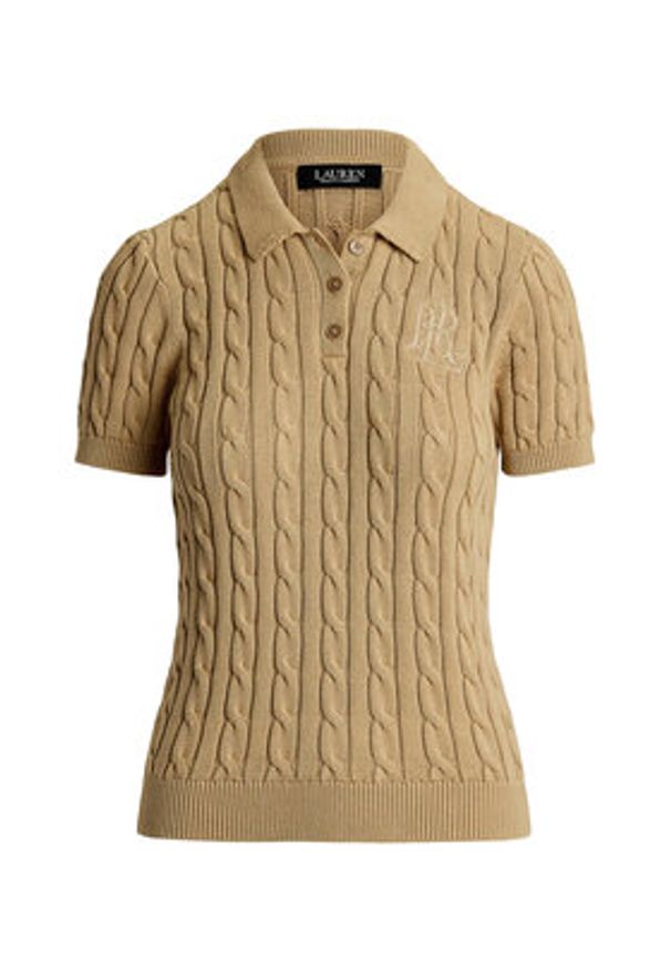 Lauren Ralph Lauren - LAUREN RALPH LAUREN Sweter 200932224011 Beżowy Slim Fit. Kolor: beżowy. Materiał: bawełna