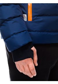 Ombre Clothing - Kurtka męska zimowa pikowana - granatowa C124 - S. Kolor: niebieski. Materiał: nylon, poliester. Sezon: zima #5