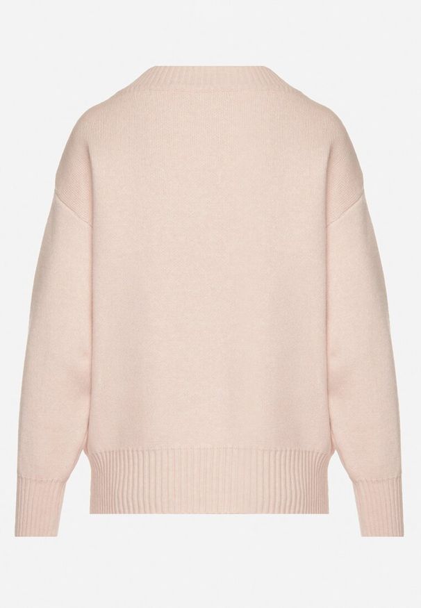 Born2be - Różowy Sweter z Kaszmirem z Dekoltem w Serek Plenae. Okazja: na co dzień. Typ kołnierza: dekolt w serek. Kolor: różowy. Materiał: kaszmir. Styl: klasyczny, casual, elegancki