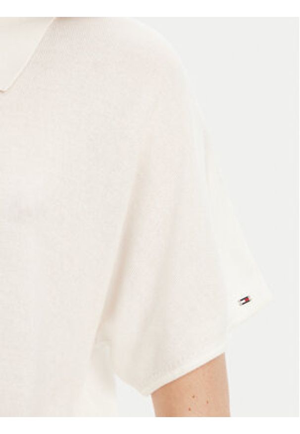 TOMMY HILFIGER - Tommy Hilfiger Polo WW0WW45652 Écru Regular Fit. Typ kołnierza: polo. Materiał: lyocell