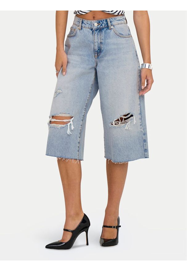 only - ONLY Szorty jeansowe Cobain 15349183 Niebieski Loose Fit. Kolor: niebieski. Materiał: bawełna