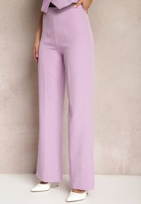 Renee - Jasnofioletowe Spodnie Szerokie High Waist Dule. Okazja: na spotkanie biznesowe, na co dzień. Stan: podwyższony. Kolor: fioletowy. Styl: casual, elegancki, biznesowy #3