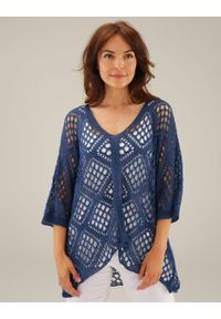 Unisono - AŻUROWY SWETER 255-8818 JEAN SC. Materiał: akryl, nylon. Wzór: ażurowy #1