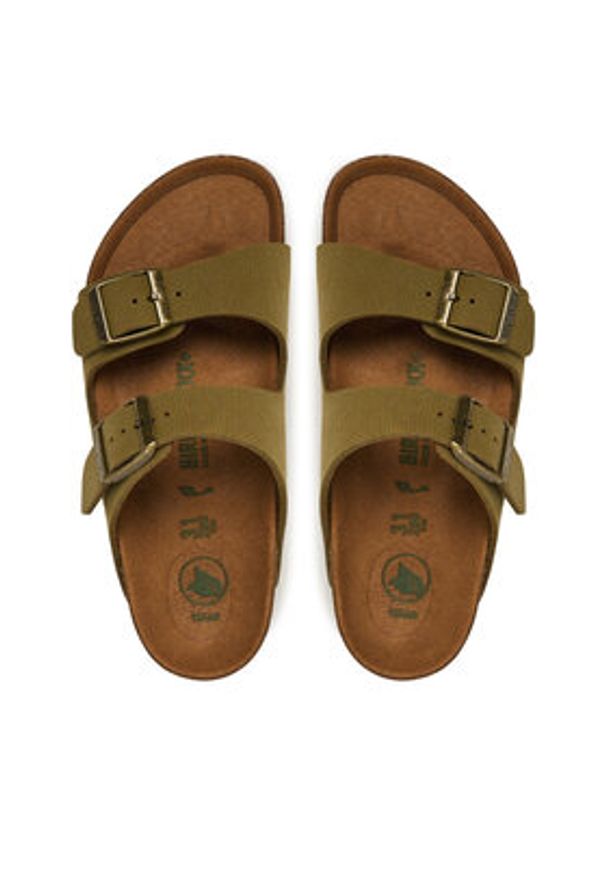 Birkenstock Klapki Arizona Kids Vegan 1027829 S Zielony. Kolor: zielony. Materiał: skóra