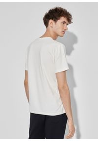 Ochnik - Kremowy T-shirt męski z printem. Kolor: beżowy. Materiał: bawełna. Długość: krótkie. Wzór: nadruk #3