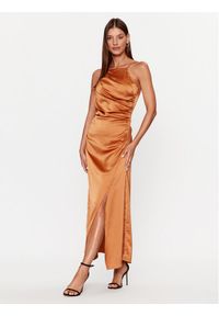 YAS Sukienka koktajlowa 26031521 Brązowy Regular Fit. Kolor: brązowy. Materiał: syntetyk. Styl: wizytowy #1