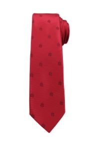 Krawat Męski, Czerwony w Koniczynę - Angelo di Monti. Kolor: czerwony. Wzór: kwiaty