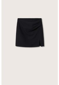 mango - Mango spódnica Minigi kolor czarny mini prosta. Stan: podwyższony. Kolor: czarny. Materiał: materiał, włókno