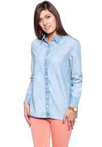 Wrangler - KOSZULA JEANSOWA DAMSKA WRANGLER L/S BOYFRIEND SHIRT LIGHT INDIGO W5217O62E. Okazja: na co dzień. Materiał: jeans. Styl: casual #5