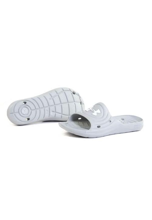 Klapki męskie Under Armour Locker IV SL. Zapięcie: bez zapięcia. Kolor: biały, szary, wielokolorowy. Materiał: materiał, syntetyk. Sezon: lato