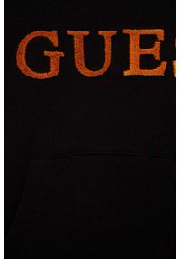Guess bluza bawełniana dziecięca kolor czarny z kapturem wzorzysta. Okazja: na co dzień. Typ kołnierza: kaptur. Kolor: czarny. Materiał: bawełna. Styl: casual #2