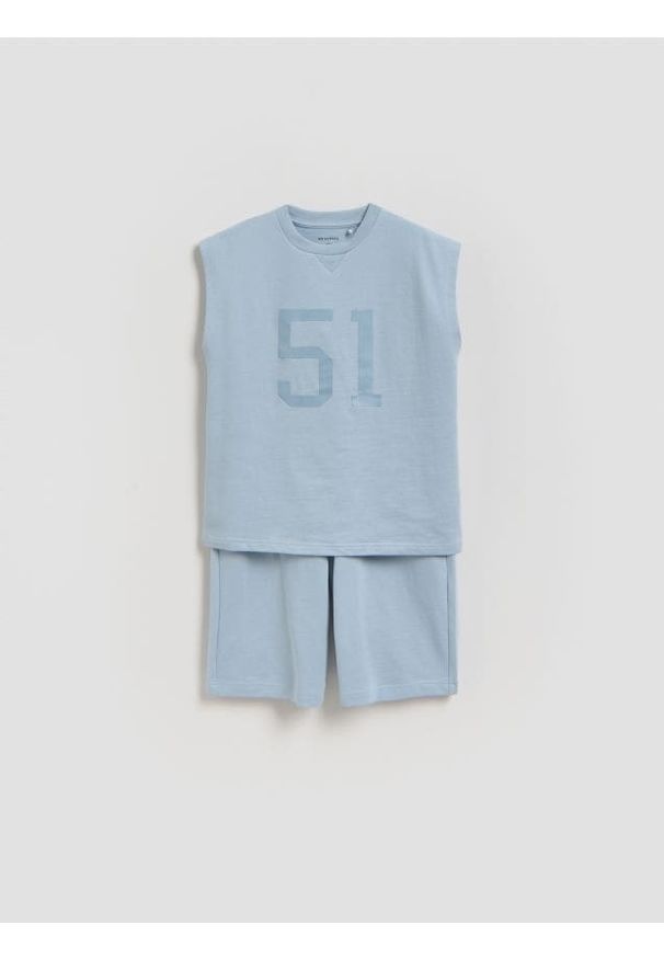 Reserved - Bawełniany komplet - niebieski. Kolor: niebieski. Materiał: bawełna