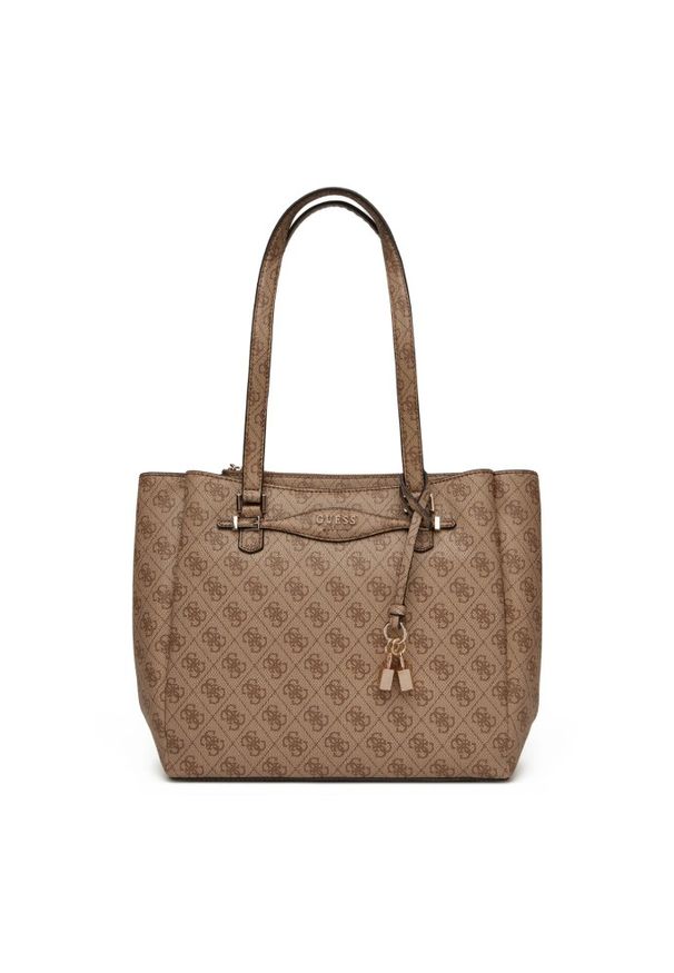 Guess - GUESS Brązowa shopperka damska Katya Multi. Kolor: brązowy. Materiał: skórzane