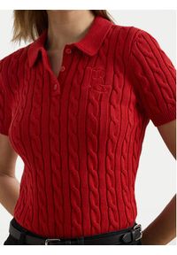 Lauren Ralph Lauren - LAUREN RALPH LAUREN Polo 200932224012 Czerwony Slim Fit. Typ kołnierza: polo. Kolor: czerwony. Materiał: bawełna #3