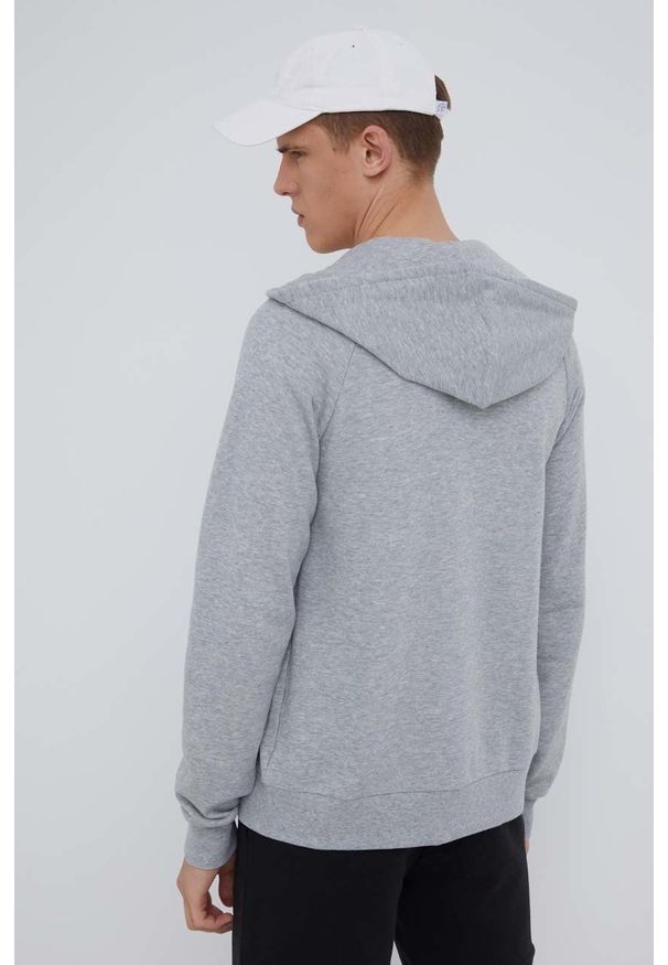 Emporio Armani Underwear bluza męska kolor szary z kapturem z aplikacją. Okazja: na co dzień. Typ kołnierza: kaptur. Kolor: szary. Długość rękawa: raglanowy rękaw. Wzór: aplikacja. Styl: casual