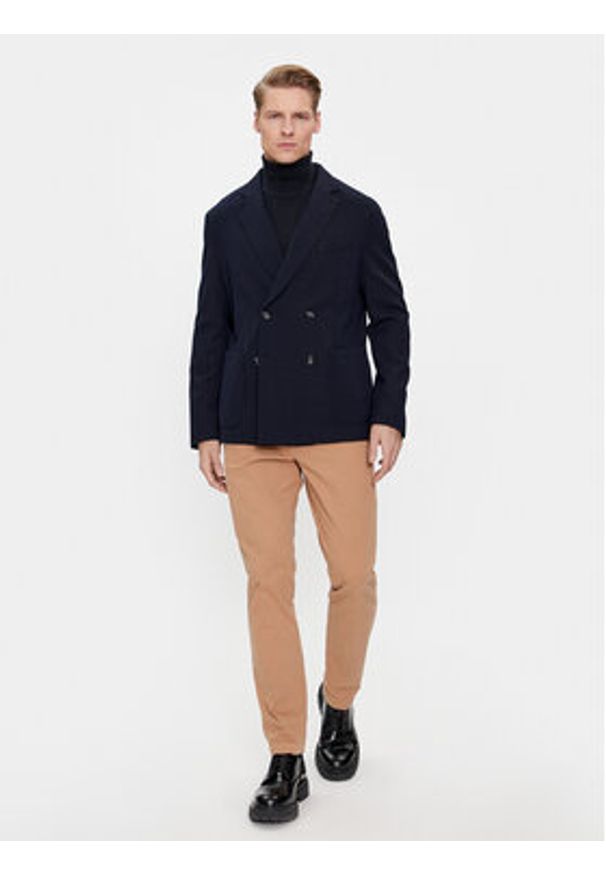 BOSS - Boss Marynarka 50497271 Granatowy Slim Fit. Kolor: niebieski. Materiał: wełna