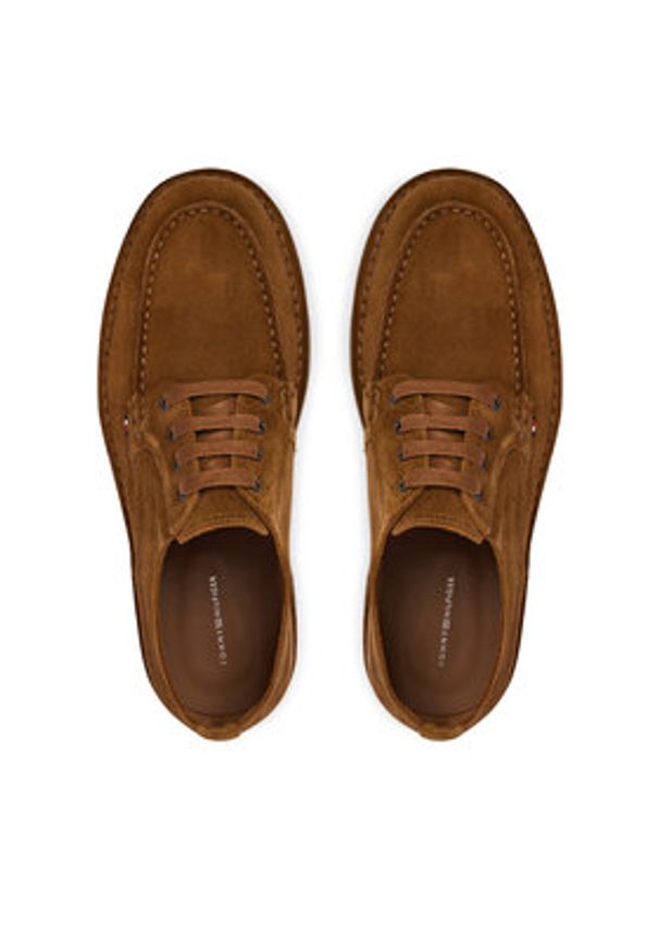 TOMMY HILFIGER - Tommy Hilfiger Półbuty Stitchdown Suede Derby FM0FM05841 Brązowy. Kolor: brązowy. Materiał: skóra, zamsz