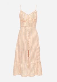 Born2be - Pomarańczowa Sukienka Rozkloszowana na Ramiączkach z Guzikami z Wiskozą Efrinelle. Okazja: na co dzień. Typ kołnierza: dekolt w kształcie V. Kolor: pomarańczowy. Materiał: wiskoza. Długość rękawa: na ramiączkach. Typ sukienki: rozkloszowane. Styl: casual, elegancki #7