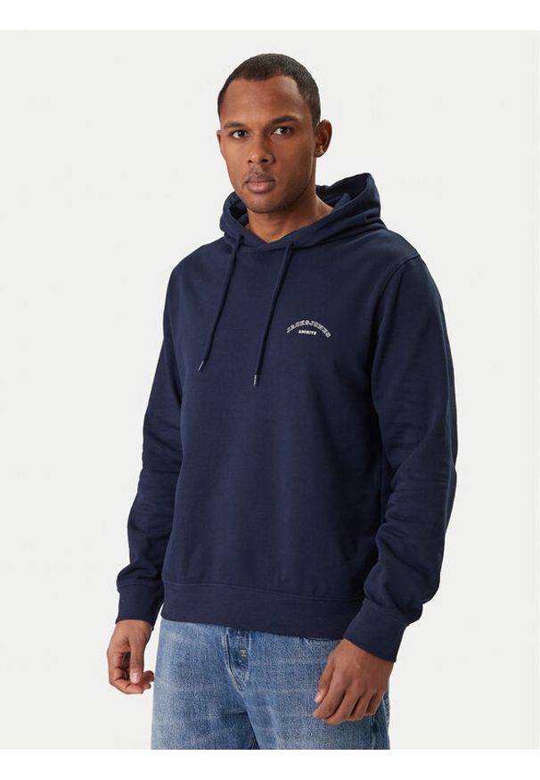 Jack & Jones Bluza College Logo 12288362 Granatowy Regular Fit. Kolor: niebieski. Materiał: bawełna