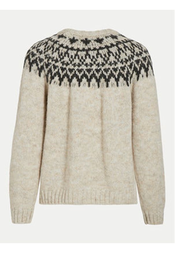 Vila Sweter Ejla 14098853 Beżowy Regular Fit. Kolor: beżowy. Materiał: syntetyk