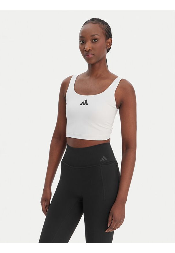 Adidas - adidas Top Power Light Support JZ6028 Biały Slim Fit. Kolor: biały. Materiał: syntetyk