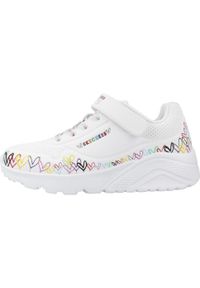 skechers - Kapcie SKECHERS UNO LITE HEART CRAZE Biały. Okazja: na co dzień. Kolor: biały. Materiał: syntetyk, tkanina