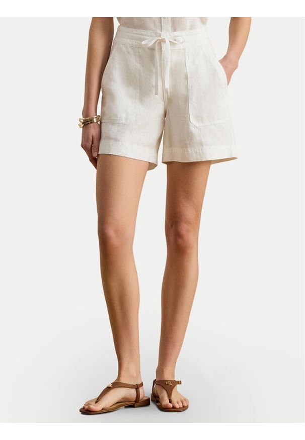 Lauren Ralph Lauren - LAUREN RALPH LAUREN Szorty materiałowe 200P13694001 Biały Regular Fit. Kolor: biały. Materiał: len